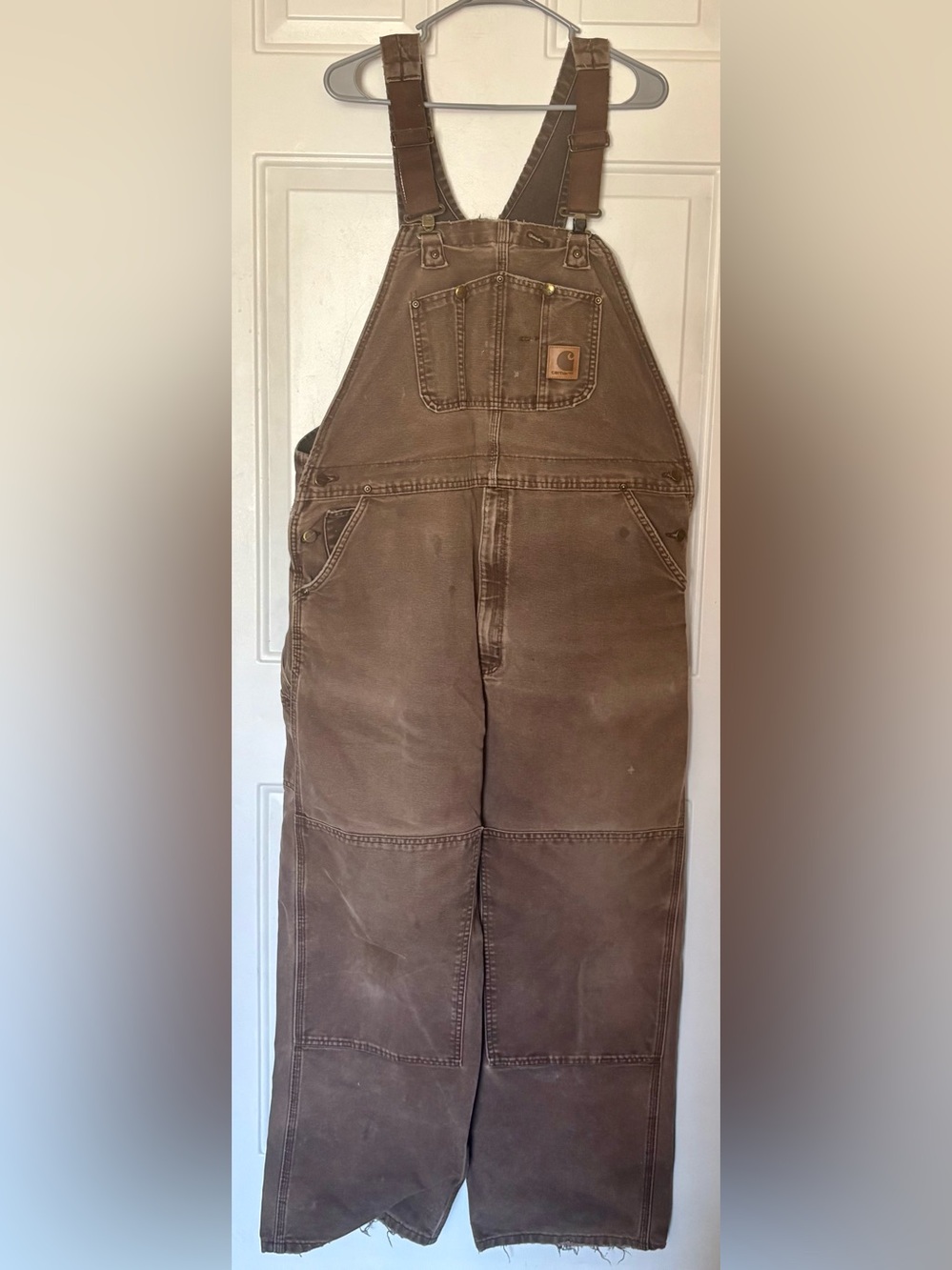 Vtg Carhartt Double Knee Bib Overalls Men Size XL Chestnut Brown R06 CHT